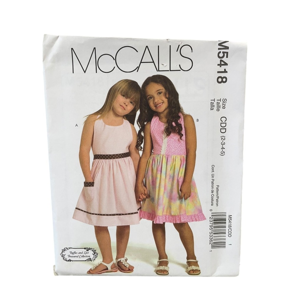 McCall's M5418 Sewing Pattern Girls Sizes 2-3-4-5 Ruffles Lace Dress Uncut FF